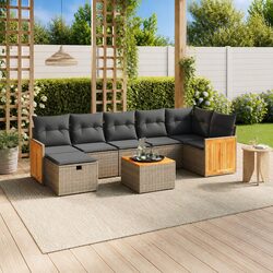 8-Piece Grey Poly Rattan Garden Sofa Set Specifications
