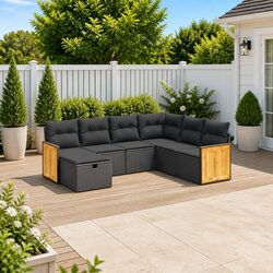 Specifications of 7 Piece Modular Black Garden Sofa Set