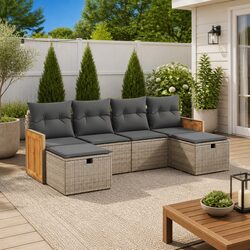 Specifications for Grey Modular Garden Sofa Set - 6 Pieces