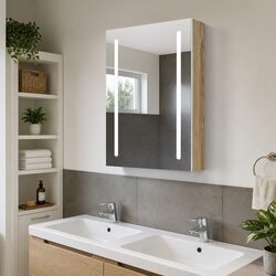LED Mirror Cabinet - Dimensions 50x13x70cm with 3 Shelves
