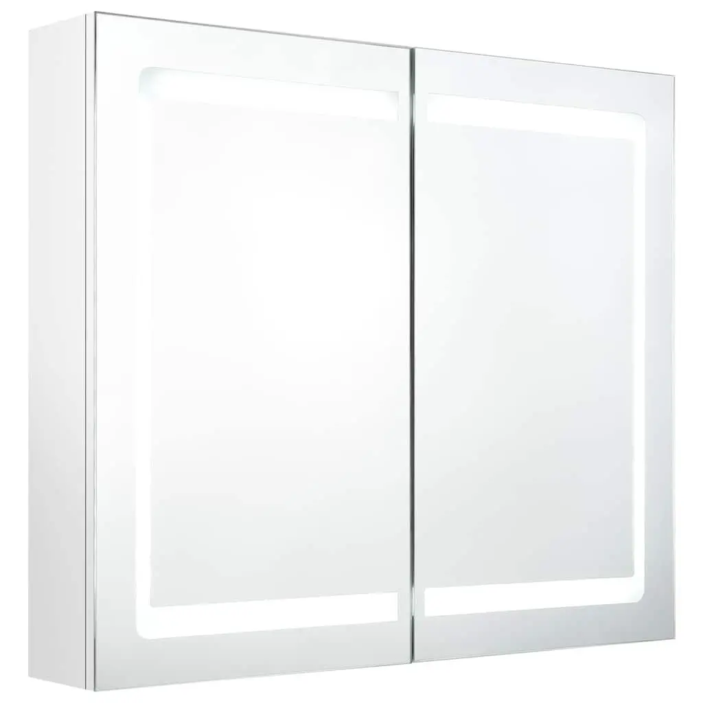 LED Bathroom Mirror Cabinet Wall Mounted Storage White 80x12x68cm