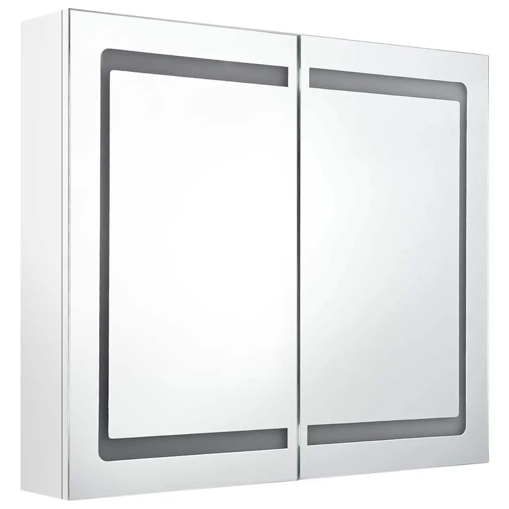 LED Bathroom Mirror Cabinet Wall Mounted Storage White 80x12x68cm