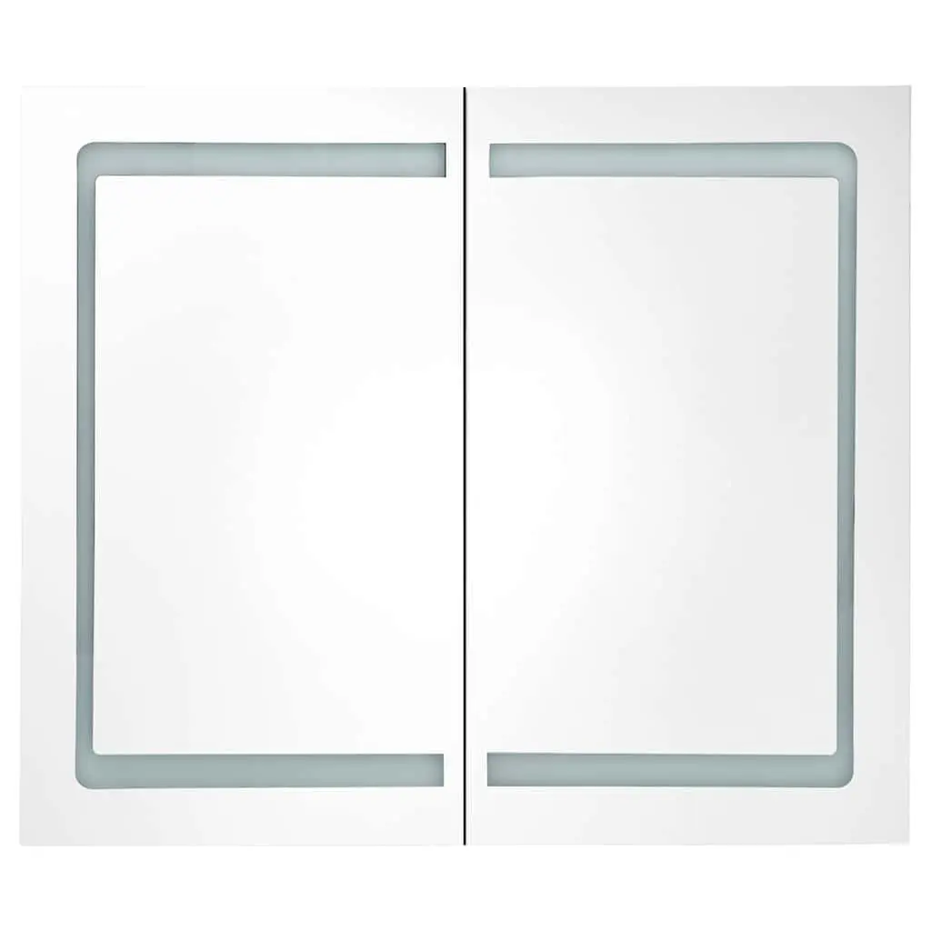 LED Bathroom Mirror Cabinet Wall Mounted Storage White 80x12x68cm