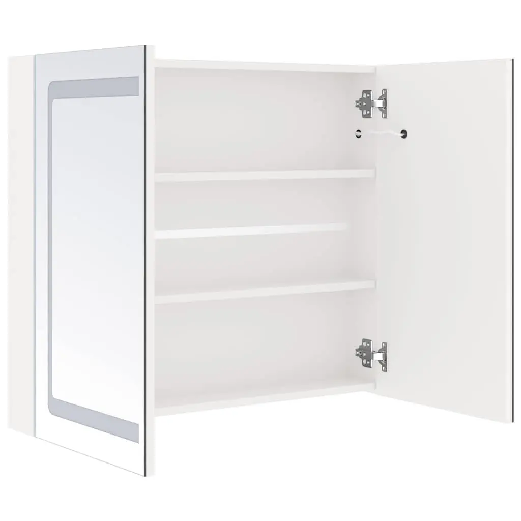 LED Bathroom Mirror Cabinet Wall Mounted Storage White 80x12x68cm
