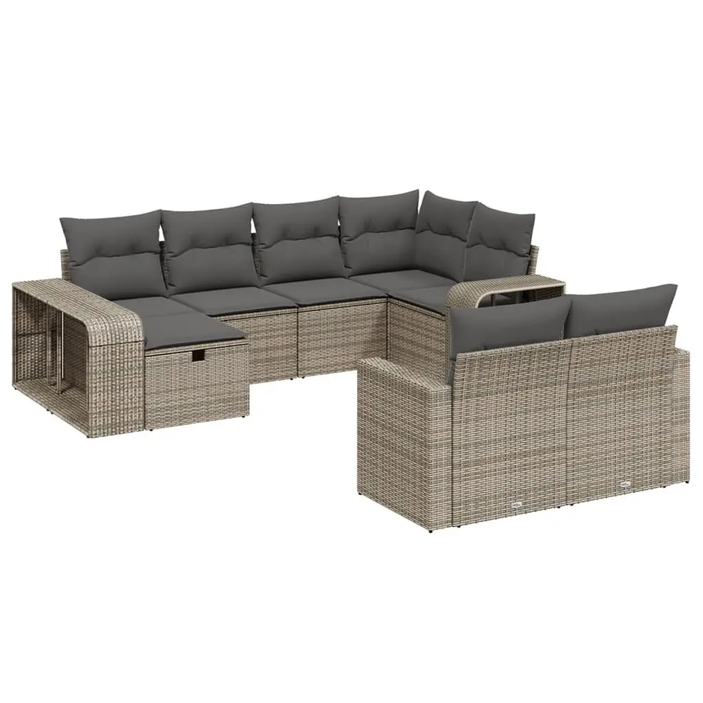 Garden Sofa Set 10 Piece Outdoor Furniture Grey Poly Rattan Modular Patio