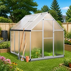 Walk-in Greenhouse Silver 224x169x202cm with Base Frame