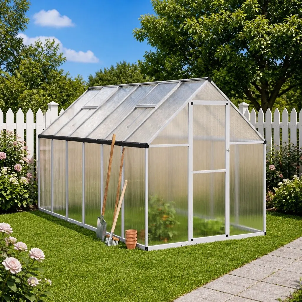 Greenhouse Walk-in Garden Plant Growing 334x169x195cm Silver