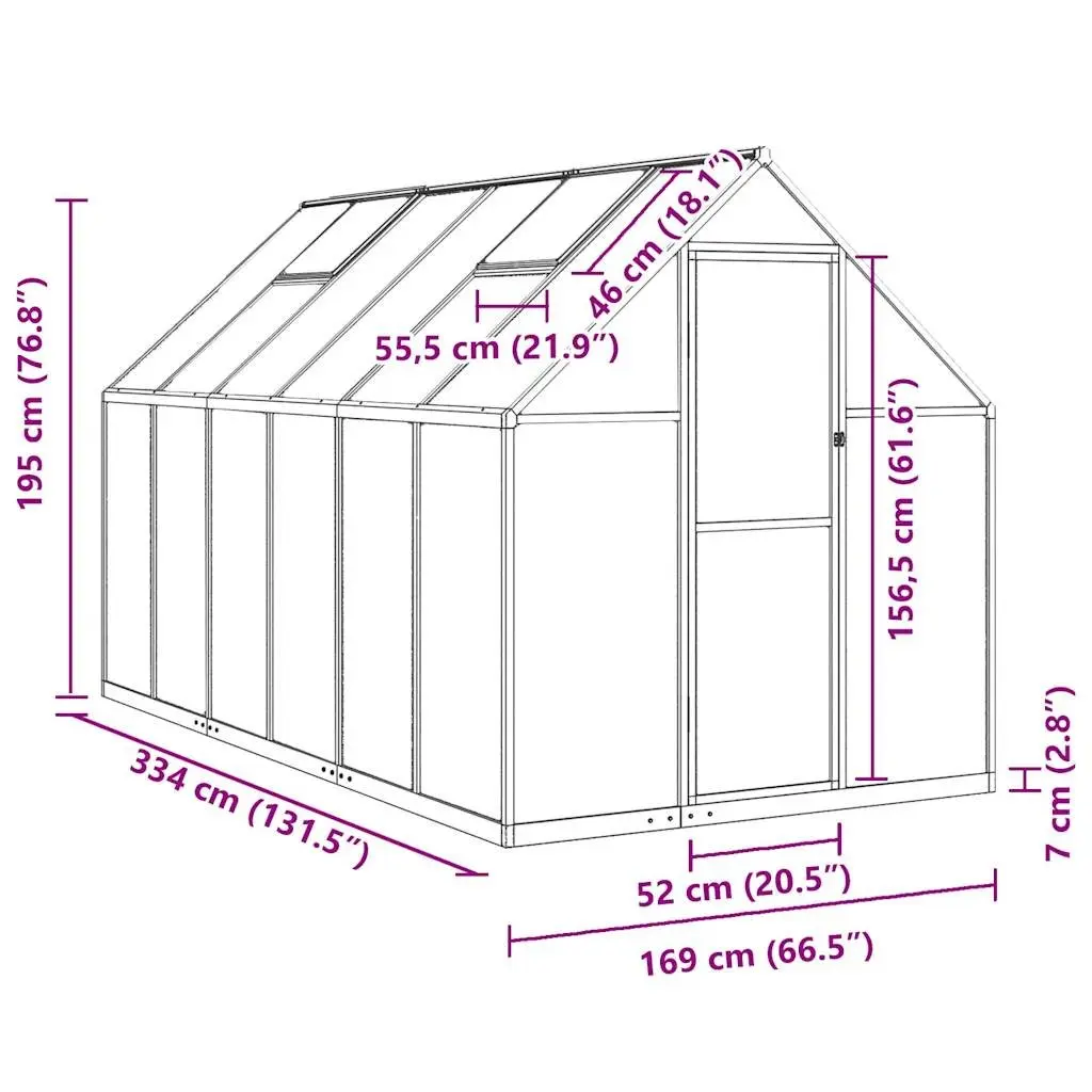 Greenhouse Walk-in Garden Plant Growing 334x169x195cm Silver