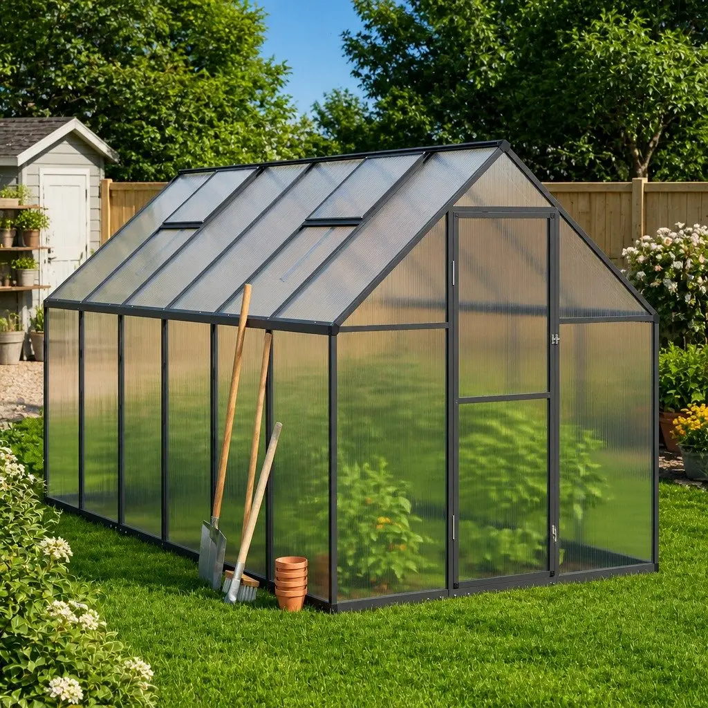 Walk-In Greenhouse for Backyard 334x169x195cm Aluminium Polycarbonate