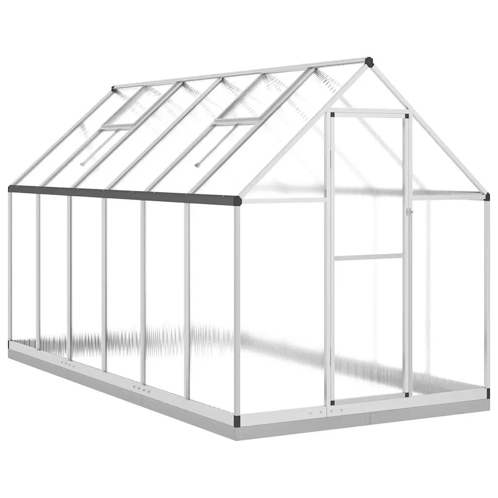 Walk-In Greenhouse for Garden 334x169x202 cm Silver Aluminium Frame with UV-Resistant Polycarbonate Panels