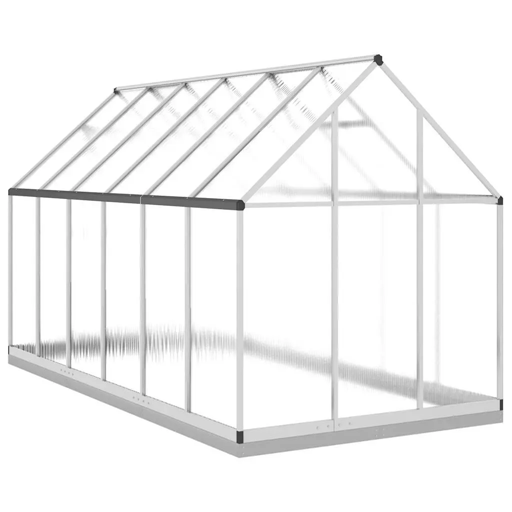 Walk-In Greenhouse for Garden 334x169x202 cm Silver Aluminium Frame with UV-Resistant Polycarbonate Panels
