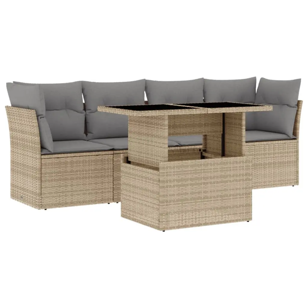 5-Piece Beige Garden Sofa Set