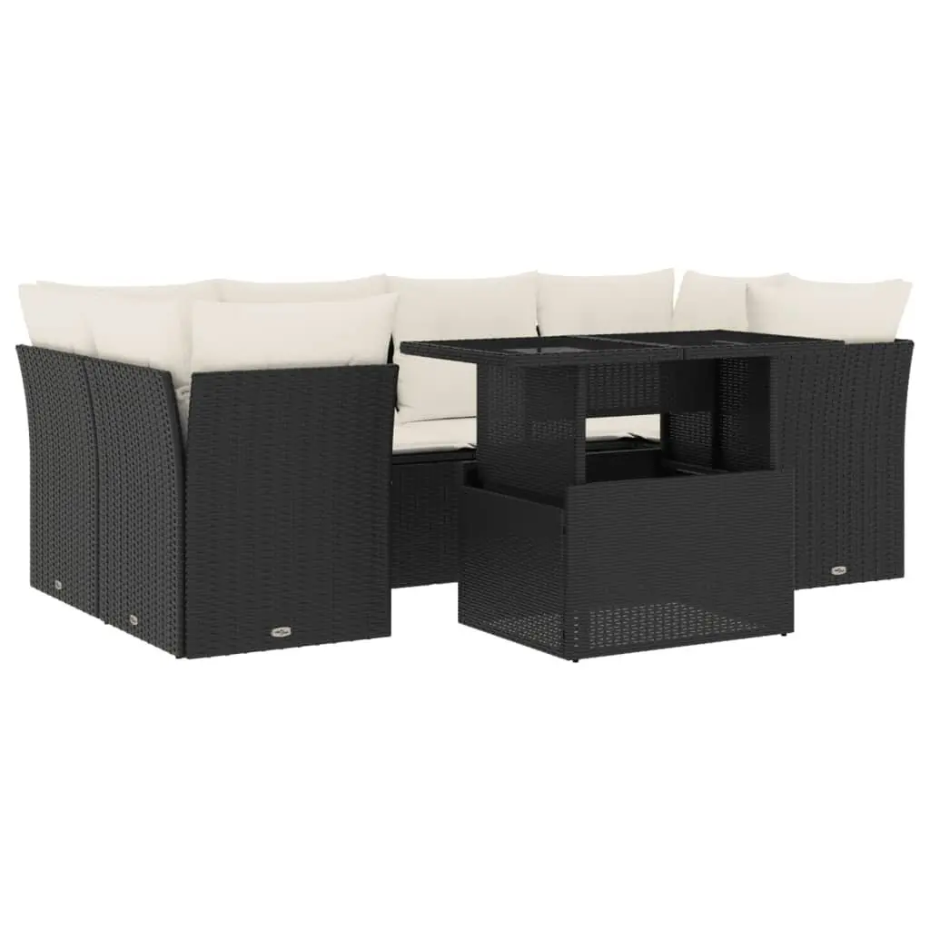 7 Piece Outdoor Garden Sofa Set Patio with Adjustable Dining Coffee Table in Black