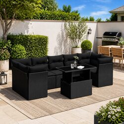 Specifications of the 8 Piece Black Rattan Garden Sofa Set