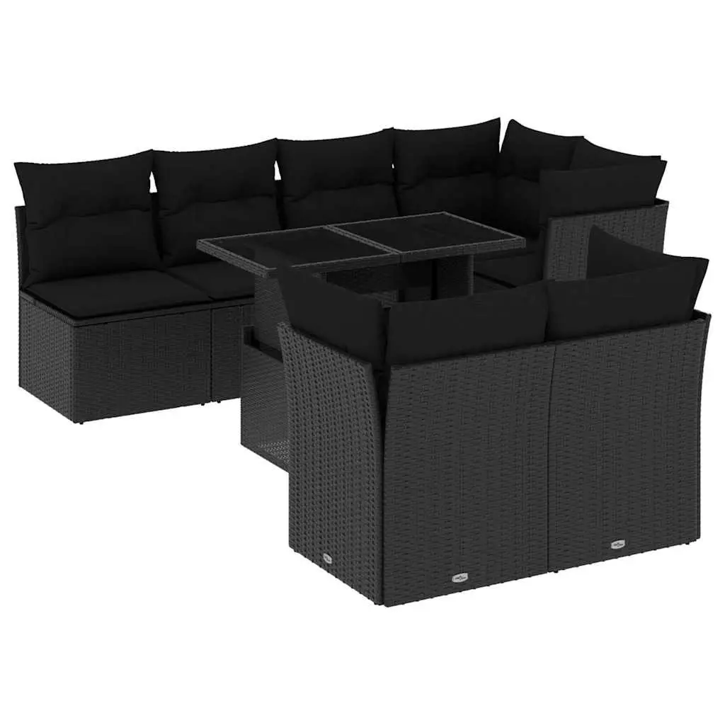 Garden Sofa Set 8 Piece Outdoor Furniture Black Poly Rattan Patio Lounge