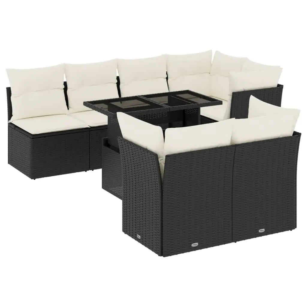 Garden Sofa Set 8 Piece Outdoor Furniture Patio Seating Black Poly Rattan