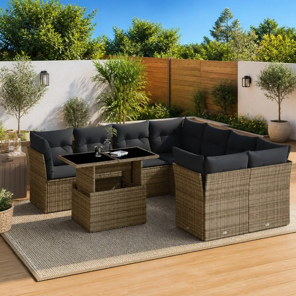 9-Piece Garden Sofa Set in Grey