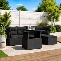Specifications for 6 Piece Black Outdoor Rattan Sofa Set