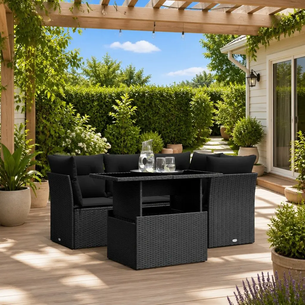 5 Piece Modular Garden Sofa Set with Adjustable Table