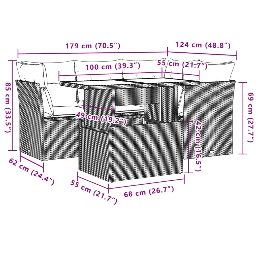 5-Piece Modular Garden Sofa Set