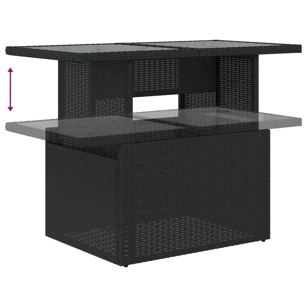 Garden Sofa Set 6 Piece Outdoor Furniture Patio Black Poly Rattan with Cushions
