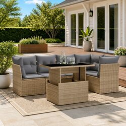 Specifications of 6 Piece Garden Sofa Set in Beige