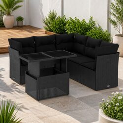 6 Piece Modular Outdoor Garden Sofa Set with Cushions