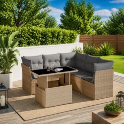 Specifications of 6 Piece Garden Sofa Set with Beige Cushions