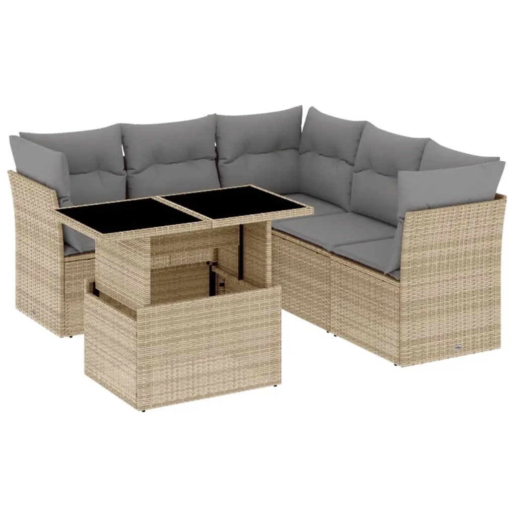 6 Piece Garden Sofa Set Outdoor Patio Furniture Beige