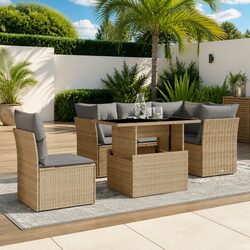 Specifications of 6 Piece Garden Sofa Set with Beige Cushions