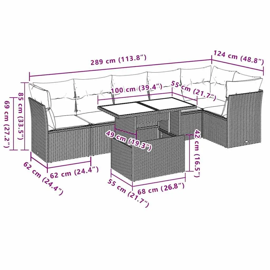7 Piece Adjustable Garden Sofa Set