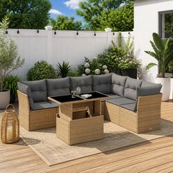 7 Piece Garden Sofa Set with Adjustable Height Tabletop