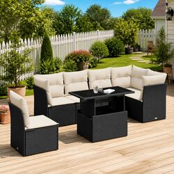 Specifications for the 7 Piece Garden Sofa Set in Black