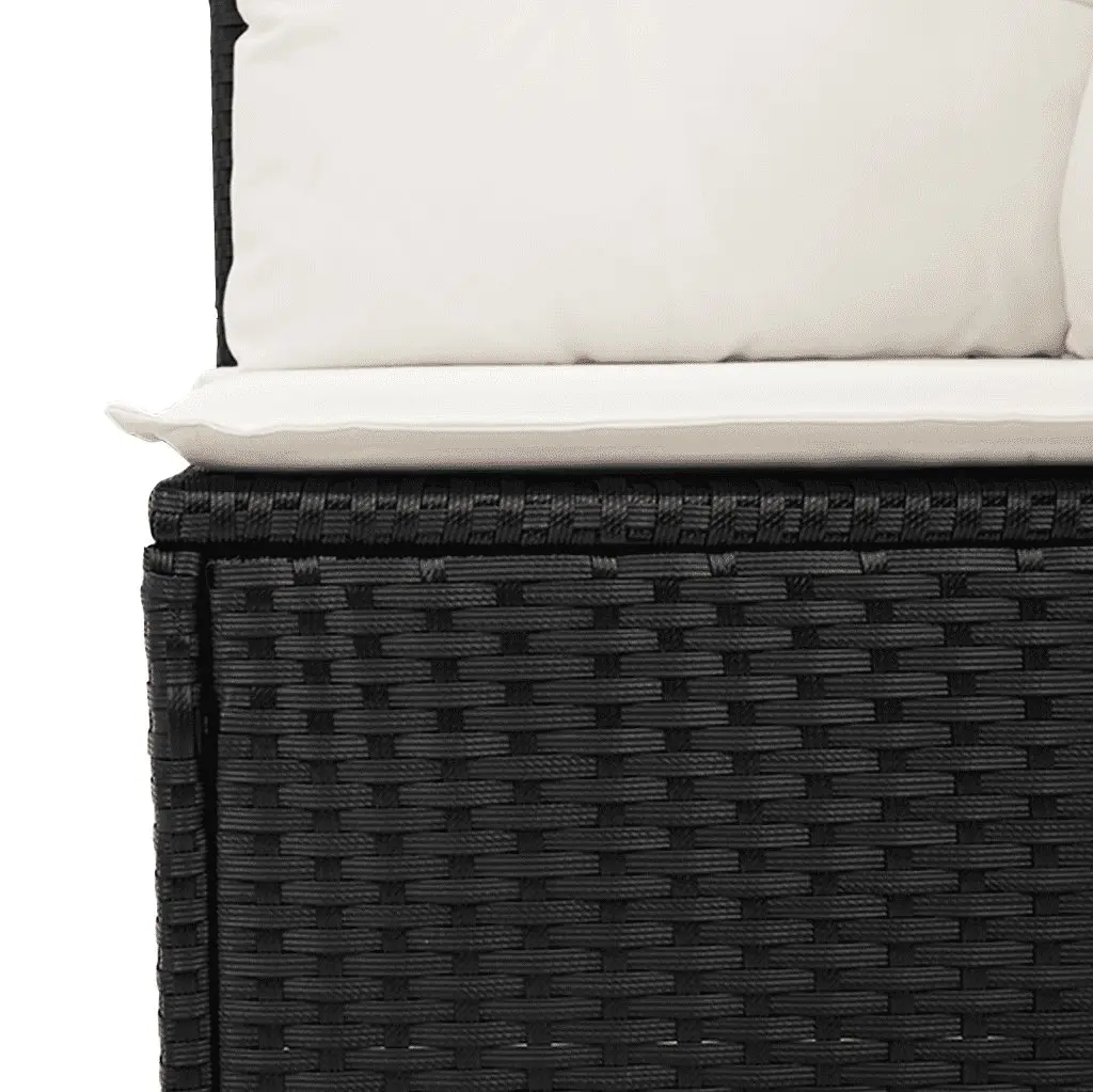 Garden Sofa Set 9 Piece Outdoor Furniture Patio Black Poly Rattan with Cushions
