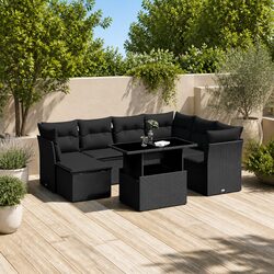Specifications for 8-Piece Black Outdoor Garden Sofa Set