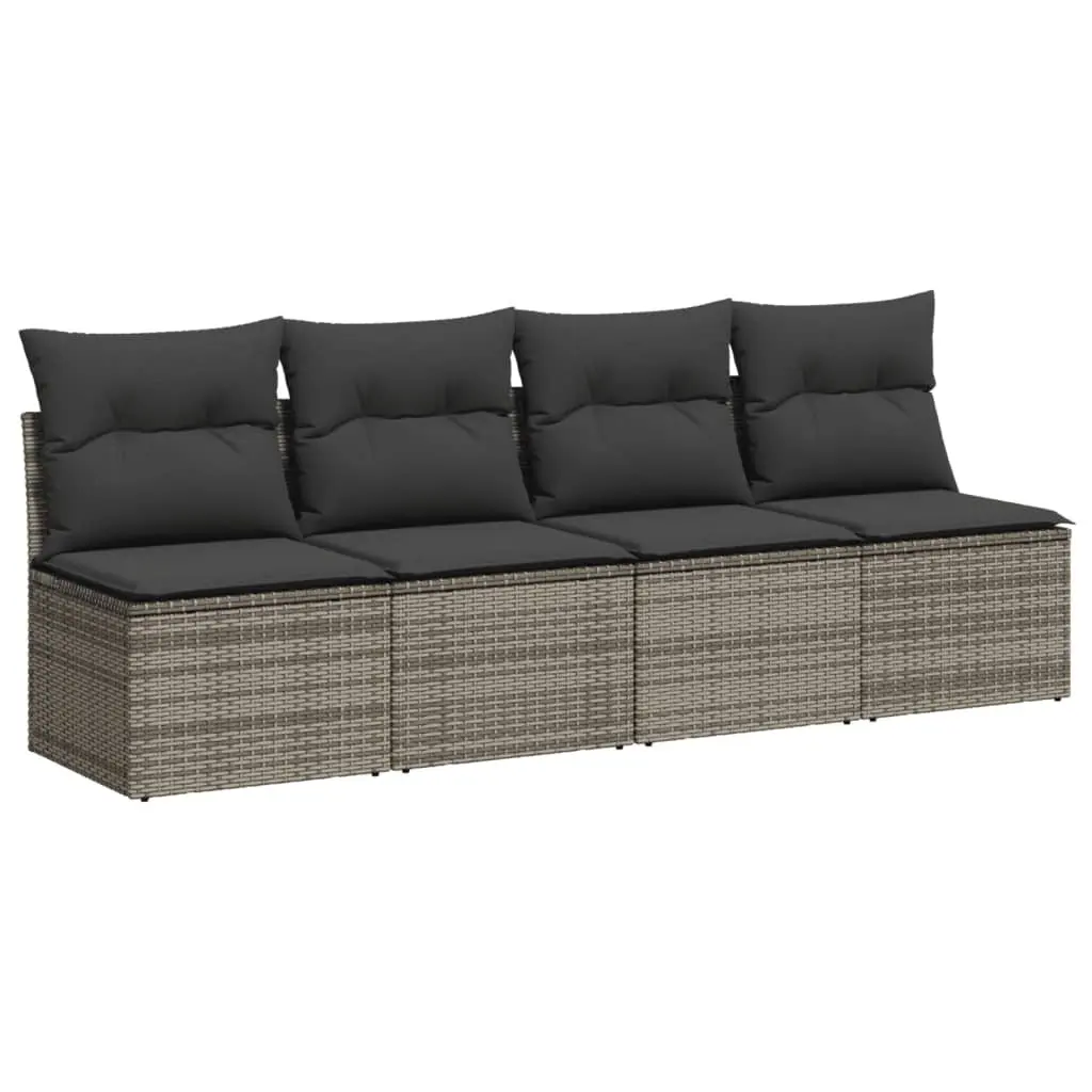 Garden Sofa Set 9 Piece Outdoor Furniture Patio Grey Poly Rattan with Cushions
