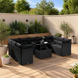 Specifications of the 10-Piece Garden Sofa Set in Black