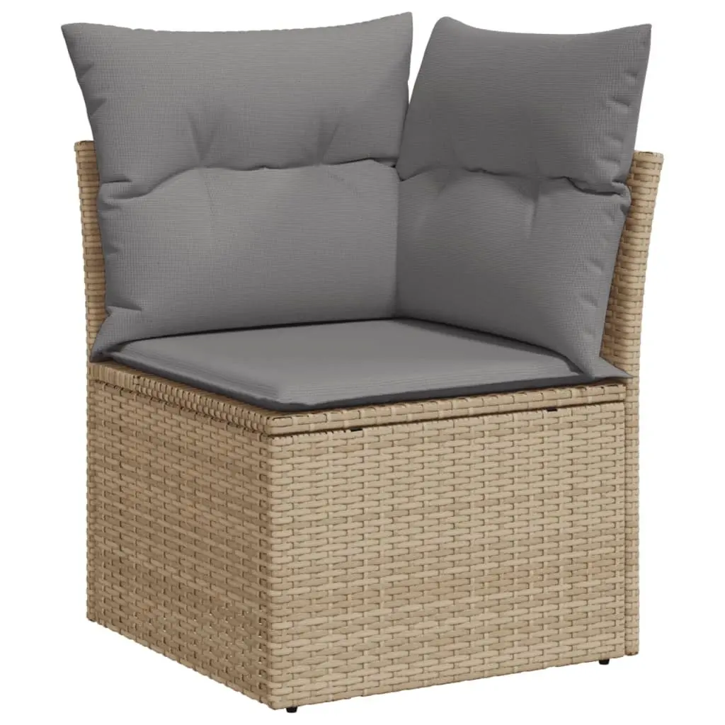Garden Sofa Set Outdoor Furniture 10 Piece Beige Poly Rattan Patio