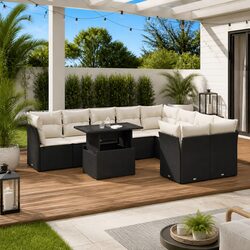Specifications of the 10-Piece Black Garden Sofa Set