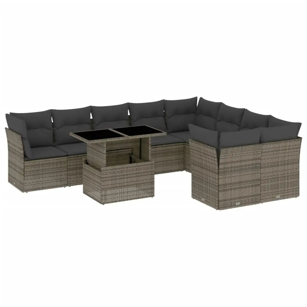 Garden Sofa Set 10 Piece Outdoor Furniture Patio Modular Grey Cushions