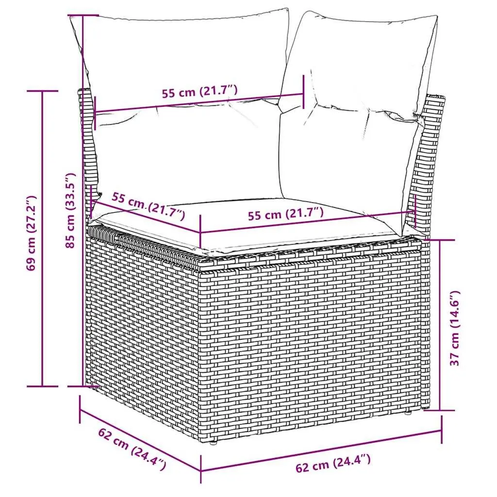Garden Sofa Set Outdoor Furniture Modular 10 Piece Black Poly Rattan