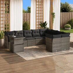 10-Piece Garden Sofa Set in Grey with Modular Design