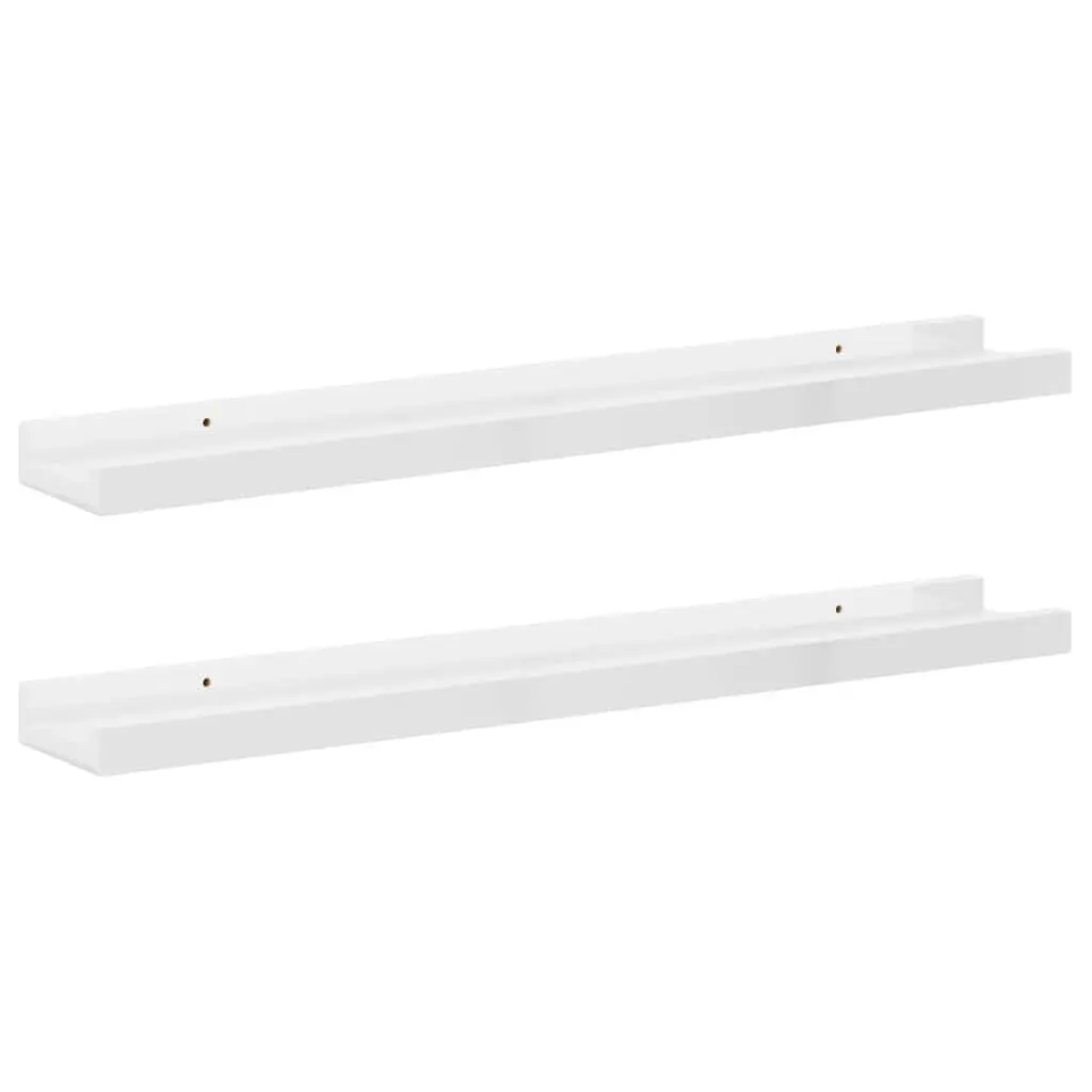 Wall Shelves 2 Piece Floating Storage Display 60x9x3 cm High Gloss White