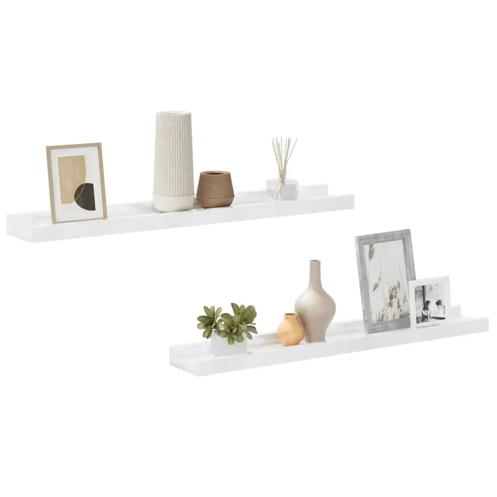 Wall Shelves 2 Piece Floating Storage Display 60x9x3 cm High Gloss White