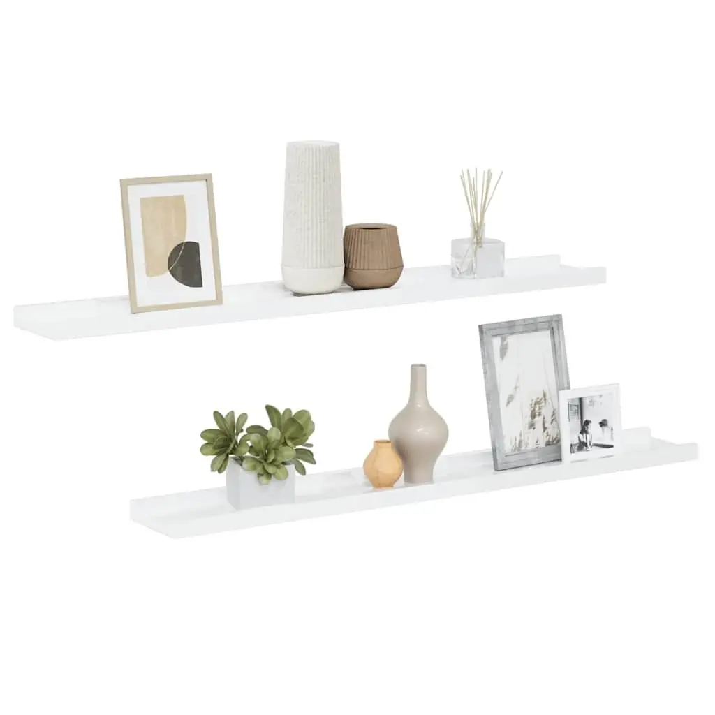 Wall Shelves for Storage Display 80 x 9 x 3 cm High Gloss White 2 Piece