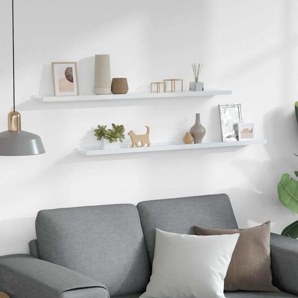 Wall Shelves 2 Piece White Floating Storage Display Shelving 100x9x3 cm