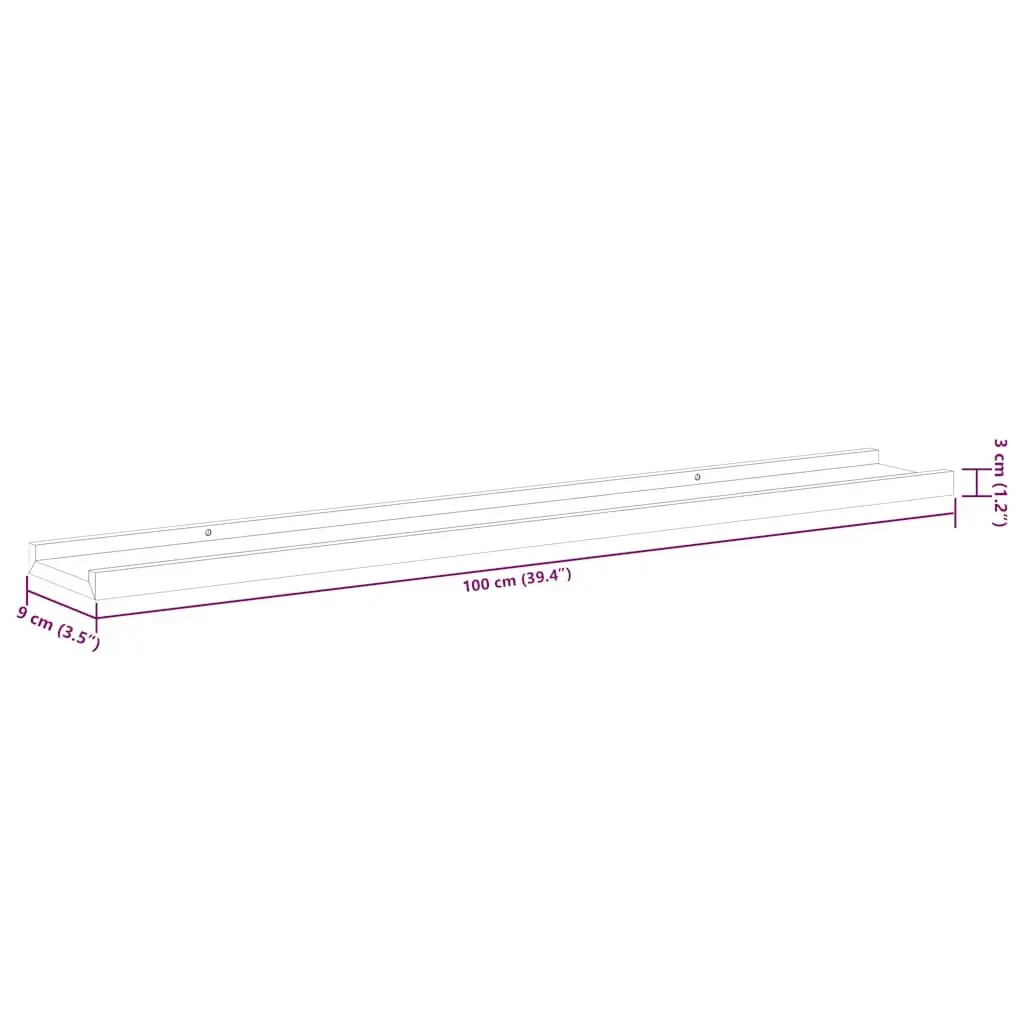 Wall Shelves 2 pcs Grey 100x9x3 cm Storage Display Floating Shelving Unit