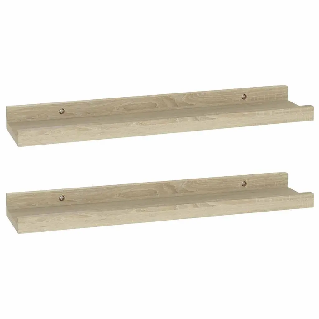 Wall Shelves Set of 2 Sonoma Oak Floating Storage Shelving Display Brackets