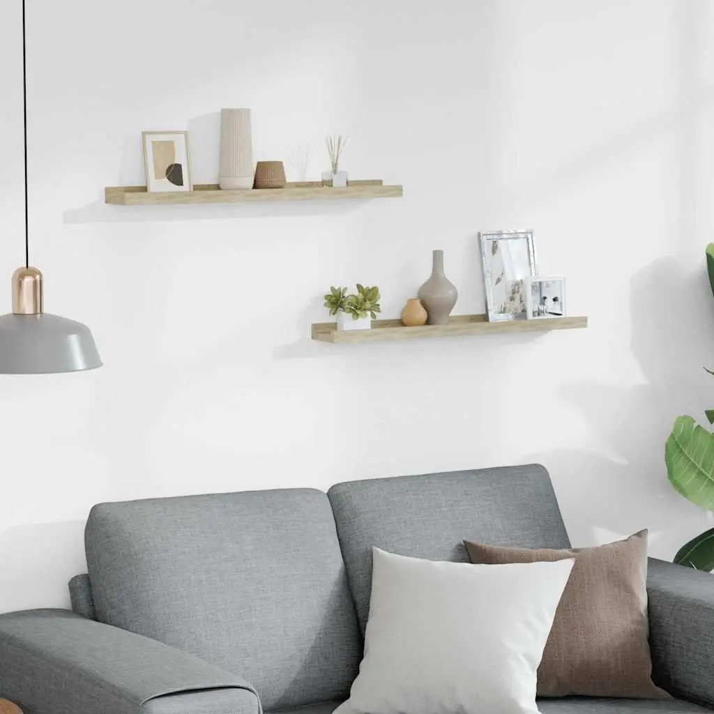 Wall Shelves for Home 60x9x3 cm Brown Sonoma Oak 2 Piece Storage Shelving Display Ledges