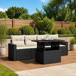 5 Piece Garden Sofa Set: Adjustable Table & Cushions